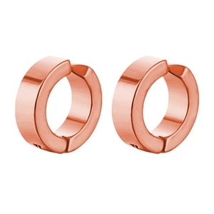 Polished rose gold clip-on hoop earrings with a secure clasp for non-pierced ears