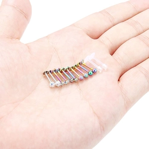 Set di 12 piercing per labbra in acciaio e acrilico con cristalli e sfere glitterate