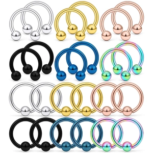 Juego De Joyas De Piercing Corporal De Acero Inoxidable Con Aros De Herradura Y Aros Con Bola Para Nariz Labio Y Oreja
