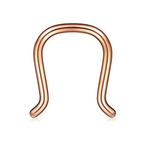 Detaillierte Makroansicht des 16G Hufeisen-Nasenrings aus Roségold-Edelstahl mit Politur