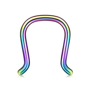 Regenbogen-Piercing aus 16G Edelstahl, U-förmiger Septum-Retainer mit Spiegelreflexion