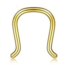 Polierter goldener Hufeisen-Nasenring mit glatter reflektierender Metalloberfläche