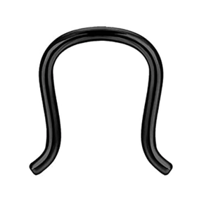 Nahaufnahme eines U-förmigen schwarzen Septum-Retainers für Body Piercing Schmuck