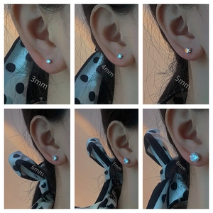 Paire de boucles d'oreilles en acier inoxydable et zircone, tailles de 3mm à 8mm