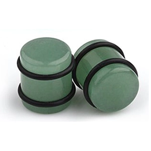 Groene kunststeen oorplugs met zwarte O-ringen, sieraden voor het stretchen van oren