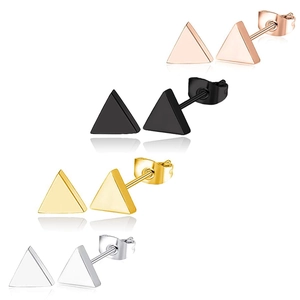 Minimalist Stainless Steel Triangle Stud Earrings Unisex Geometric Punk Jewelry Gift Silver Black Gold Multicolor
