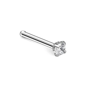 Nasenstecker aus Edelstahl mit rundem Zirkonia und klassischer 4-Krallen-Fassung