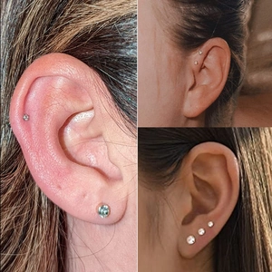 Set di orecchini a perno in acciaio inox con sfere e zirconi per piercing multipli