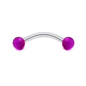 Glow-in-the-dark acrylic curved barbell eyebrow ring with 16G stainless steel bar