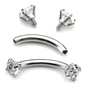 Piercing per sopracciglia in acciaio inossidabile con zircone rotondo da 3mm curvo