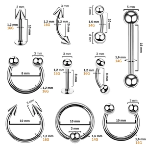 Set de 36 piezas de joyería para piercing dorada en acero inoxidable para labio y nariz