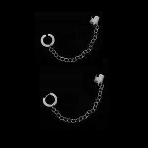 Set di orecchini a catena con polsino in acciaio inossidabile lucido stile punk