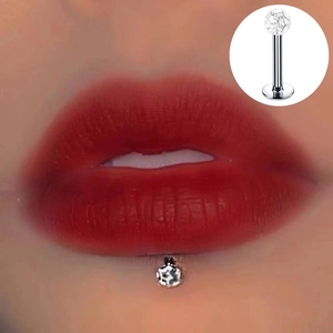 16G Shamballa Kristallkugel Labret Stecker aus Silber Edelstahl für Lippen und Ohrpiercing