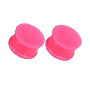 Detailansicht der rosa Silikon-Ohr-Expander mit doppelter Kante und glatter Oberfläche