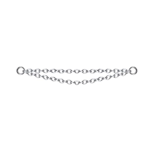 Silver stainless steel double chain accessory with circular rings for nose or ear piercings
