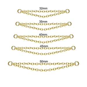 Golden double chain connectors in five lengths ranging from 32mm to 50mm for jewelry