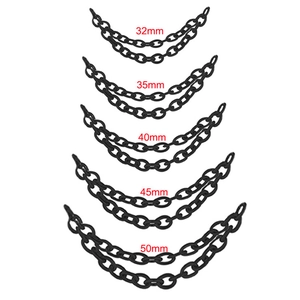 Set of double layered black metal chain connectors in five sizes from 32mm to 50mm