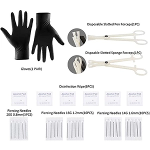 Kit completo de 140 piezas para piercing corporal en acero inoxidable con agujas