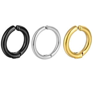 Polished stainless steel ear cuffs in black, silver and gold finishes for non-pierced ears