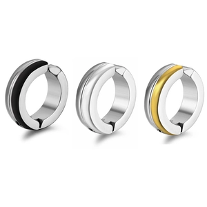 Three-color minimalist stainless steel ear cuffs in black, silver and gold finish
