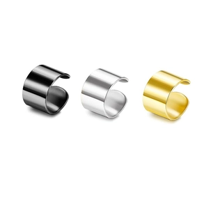 Polished stainless steel U-shaped clip earrings in black, silver and gold finishes