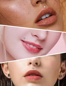 19-teiliges Piercing-Set aus Edelstahl mit Sternanhängern und Herzball-Labret-Steckern