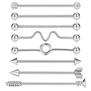 316L Edelstahl Industrial Barbell Set Ohrknorpel Piercing Silber Regenbogen Gold Punk Körperschmuck Für Damen Herren
