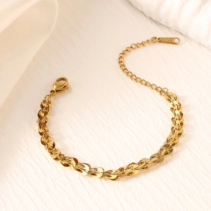 Elegantes 18K vergoldetes Edelstahlarmband mit Kleeblatt-Design und Karabinerverschluss