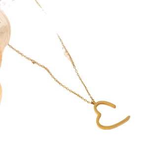 18K gold plated titanium steel heart necklace with C-shaped pendant for women