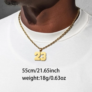Collana hip hop placcata oro 18k in acciaio inossidabile 304 con ciondolo numero 23 fortunato