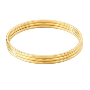 Set of three minimalist 3mm 18k gold plated stainless steel thin stackable bangles