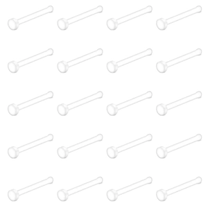 Detailed close-up of 20pcs set transparent acrylic clear body piercing studs for nose and ears