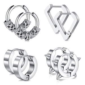 Punk Edelstahl Creolen Für Herren Damen Vintage Drachenmuster Herz V Form Nieten Huggie Ohrring Schmuck