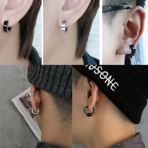 Set aus 4 Edelstahl-Ohrringen für Herren mit Punk-Nieten und Drachenmustern