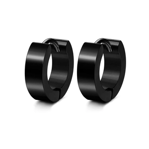 Klassische schwarze Huggie-Ohrringe aus gebürstetem Edelstahl im Set für alle