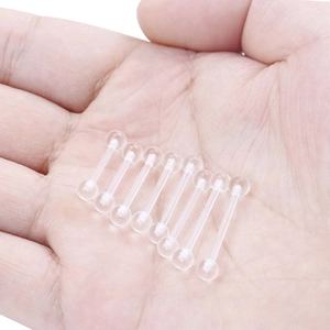 Lot de 8 piercings de langue transparents en acrylique avec barre pour un look discret