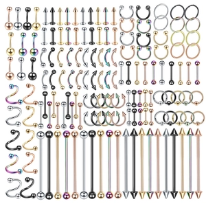 Ensemble De Bijoux De Piercing Corporel En Acier Inoxydable Anneaux Pour Ventre Langue Nez Lèvre Sourcils Pour Unisexe