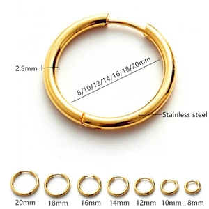 Details zu sieben Größen von 2,5 mm dicken Edelstahl-Creolen von 8 mm bis 20 mm Durchmesser