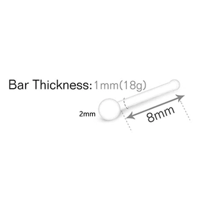 Acrylic clear horseshoe piercing jewelry 1.2mm 16G bar thickness with 3mm ball top