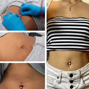 13pcs stainless steel belly button ring set with rhinestone studs and piercing tools