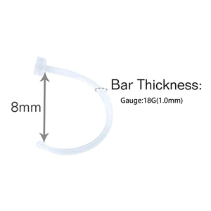 18G acrylic transparent horseshoe circular barbell 8mm for nose and lip piercing