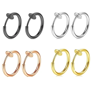 Edelstahl Clip On Creolen Set Minimalistisch Feder Ohrklemme Ohne Ohrloch Cartilage Nasenring Unisex Schmuck