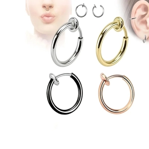 4er-Set Edelstahl-Ohrklemmen ohne Ohrenloch in Gold, Silber, Schwarz und Roségold, Federring-Design