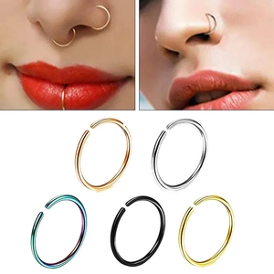 Minimalist Stainless Steel Nose Ring Hoop Curved Barbell Eyebrow Piercing Jewelry Spike Ball Ends Septum Lip Studs For Women Men