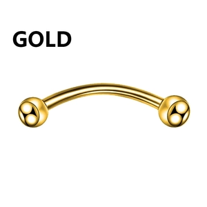 Polished gold stainless steel curved barbell piercing jewelry for eyebrow and navel