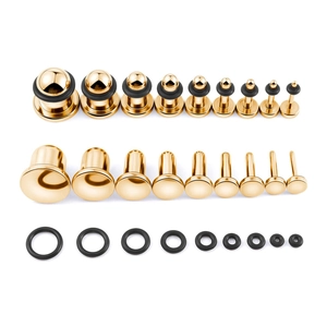 Set piercing orecchio in acciaio inossidabile dorato lucido con O-ring neri in 9 misure