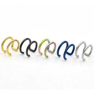 Set aus fünf Edelstahl-Ohrklemmen in C-Form ohne Piercing in verschiedenen Farben