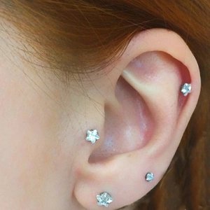 10pcs stainless steel star heart labret studs with zircon for ear piercings set