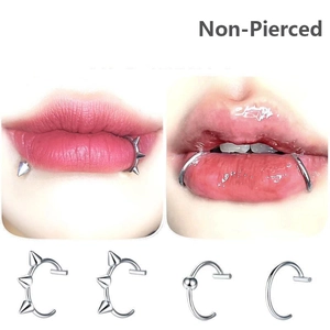 Set de 153 faux piercings de lèvre avec boules et pointes en acier et outils inclus
