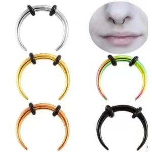 316L Stainless Steel Septum Rings C Shape Crescent Horseshoe Nose Ring With Rubber O-Rings Body Piercing Jewelry For Women Men
